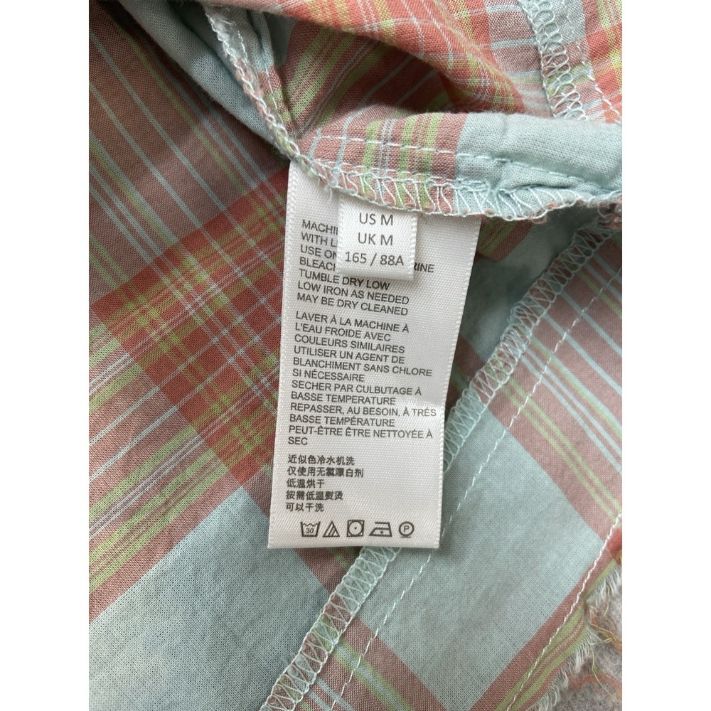 BDG Urban Outfitters Shirt Womens M Blue Plaid Cropped Button Up Frayed Hem - Picture 5 of 13